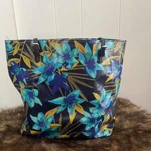 Merona Tropical Floral Tote - Blue and Yellow